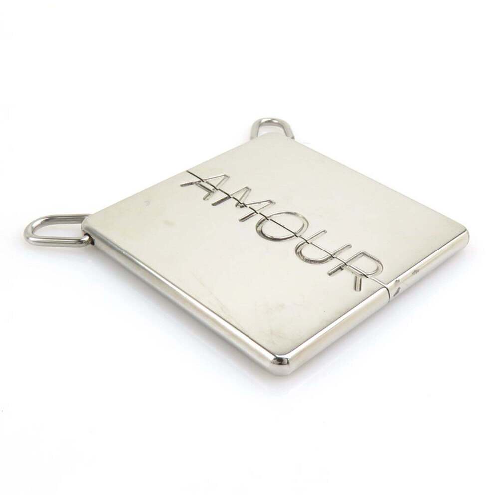 Hermes HERMES Necklace AMOUR Pair Pendant Metal Leather Silver Black Men's Wo...
